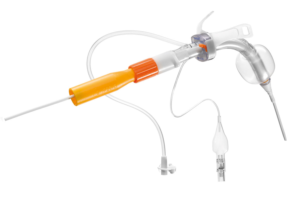 Dilation set + tracheostomy tube with adjustable neck flange, low-pressure cuff, subglottic suction and minimally traumatic insertion system